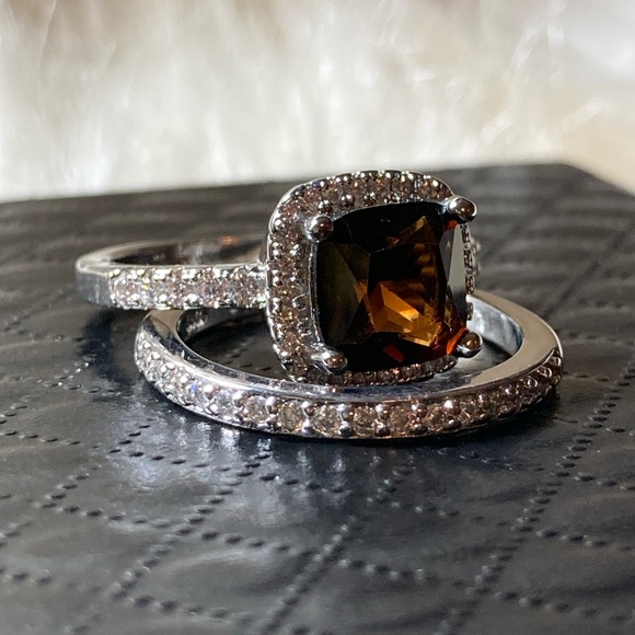 925 Sterling Silver Chocolate Brown CZ Ring - Picture 4 of 6